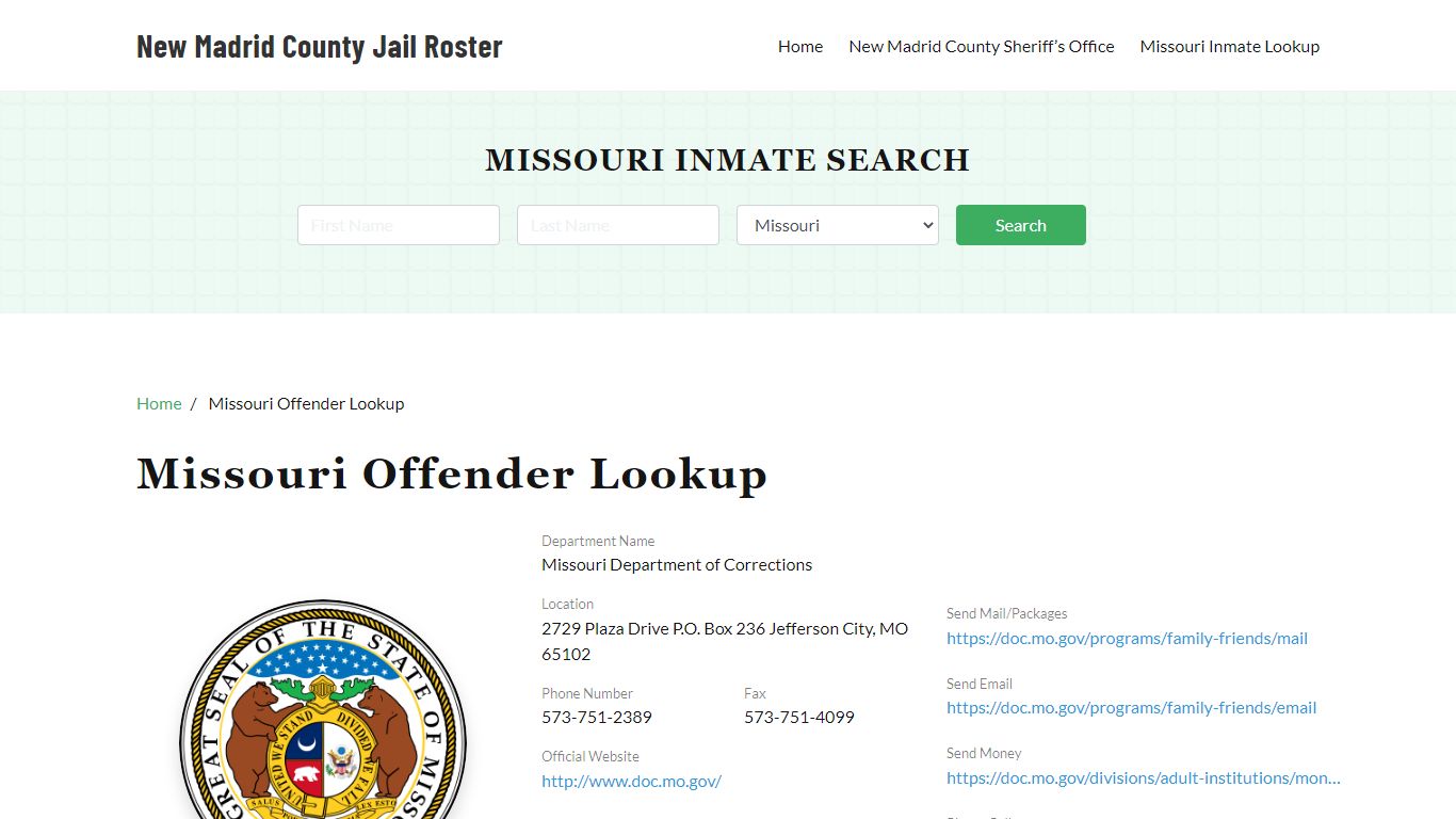 Missouri Inmate Search, Jail Rosters - New Madrid County Jail