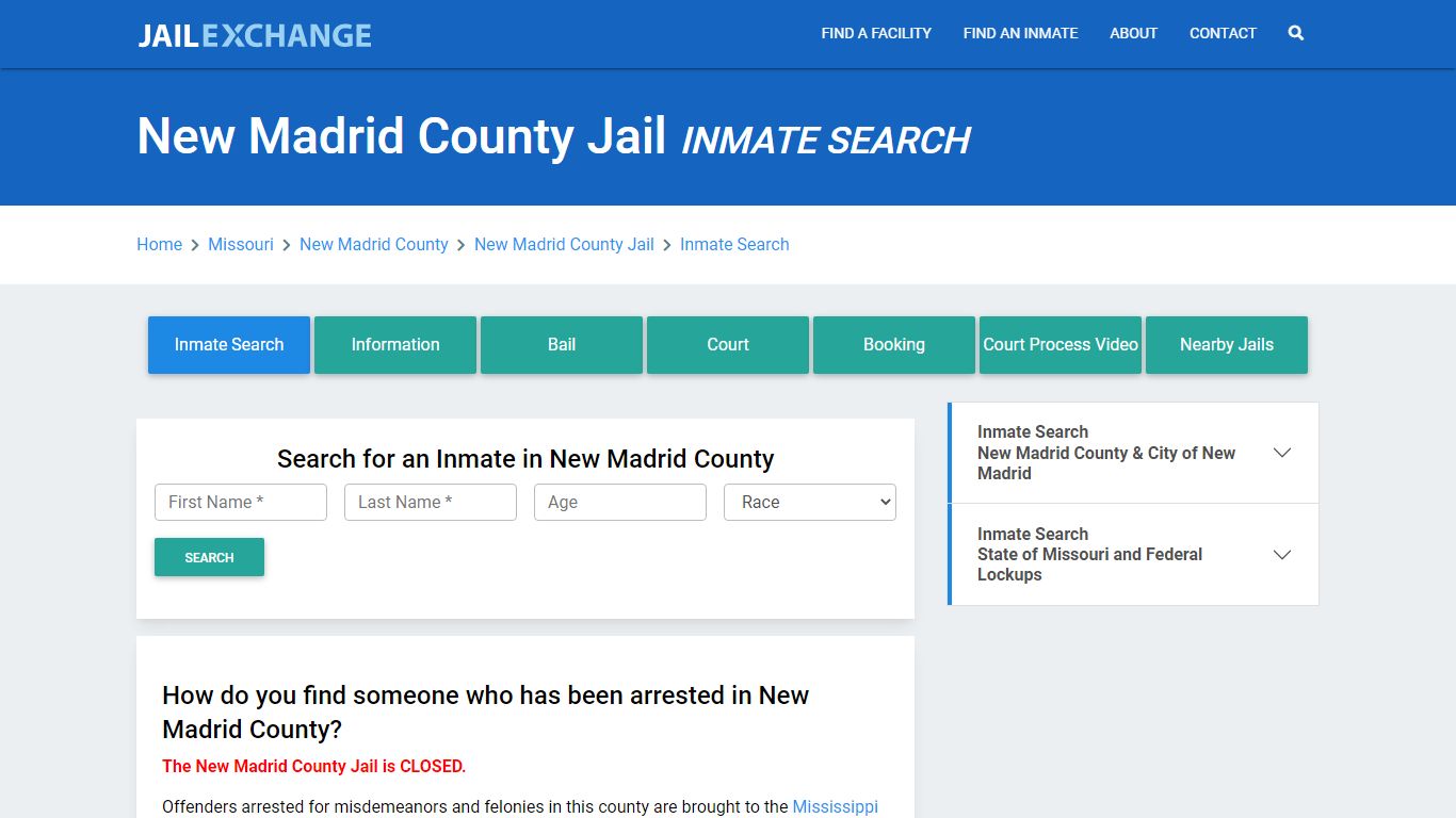 New Madrid County Jail, MO Inmate Search: Roster & Mugshots